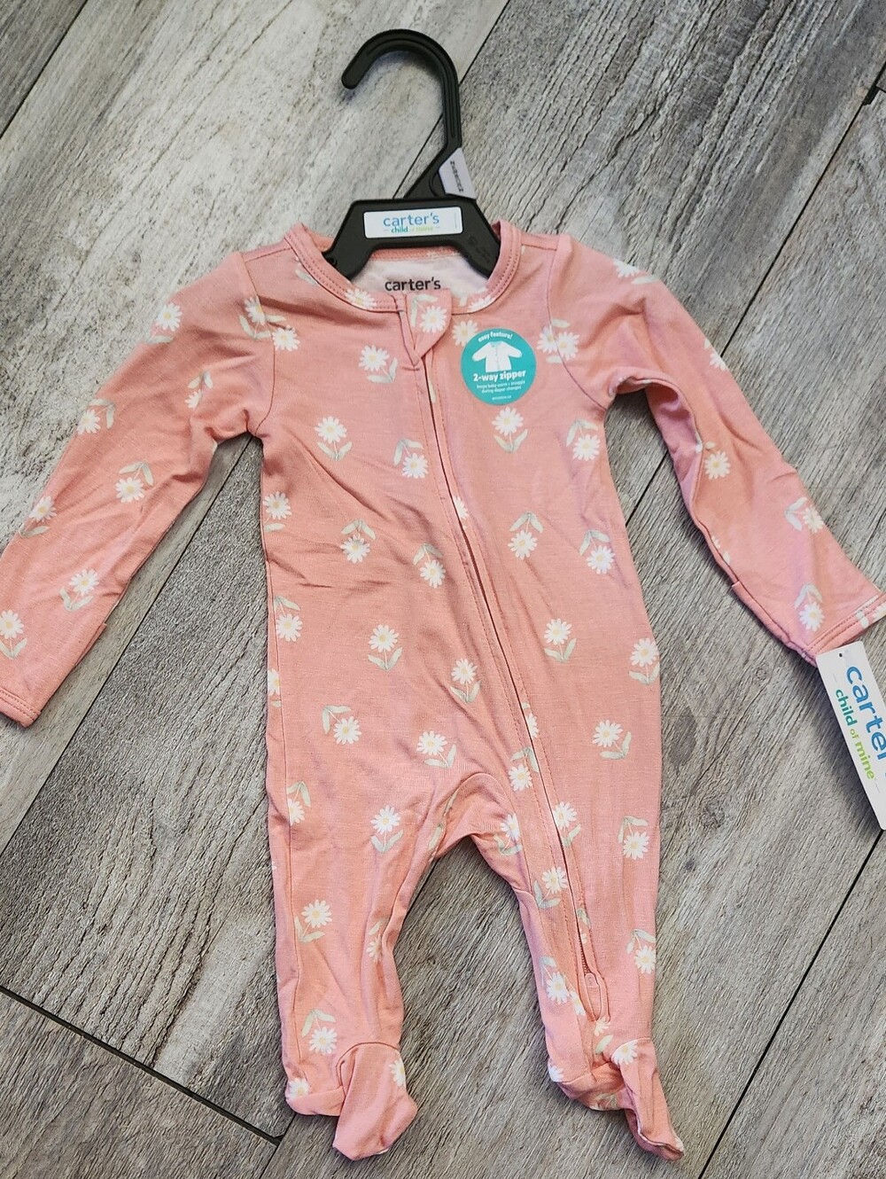 Carter's Pink Daisy Footed One-Piece Pajamas